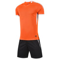 Men Soccer Jersey Sets Football Shorts Sleeve Shorts Suit Breathable Tracksuit Orange